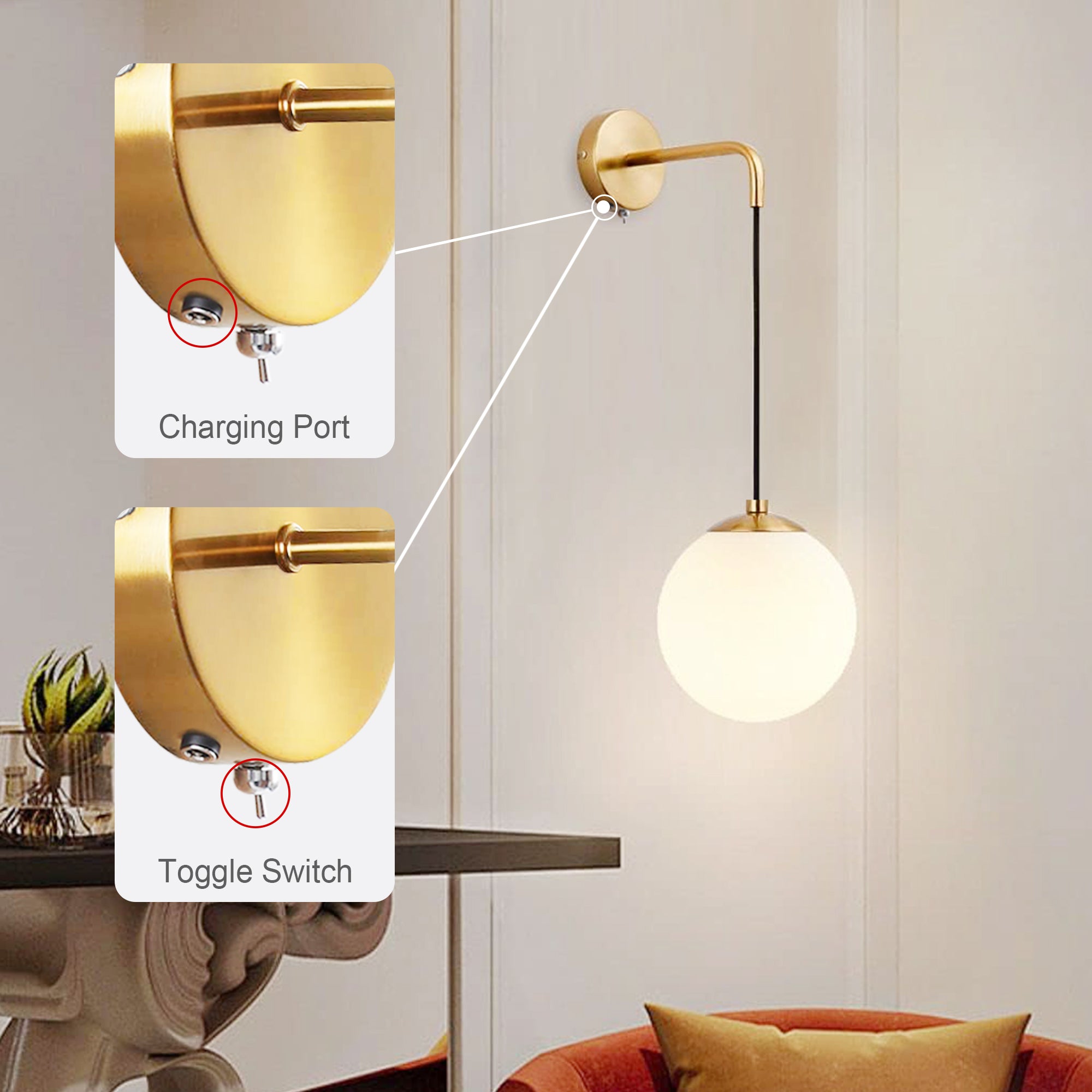 LUMIMAN Rechargeable Wall Sconces Non-Electric Needed