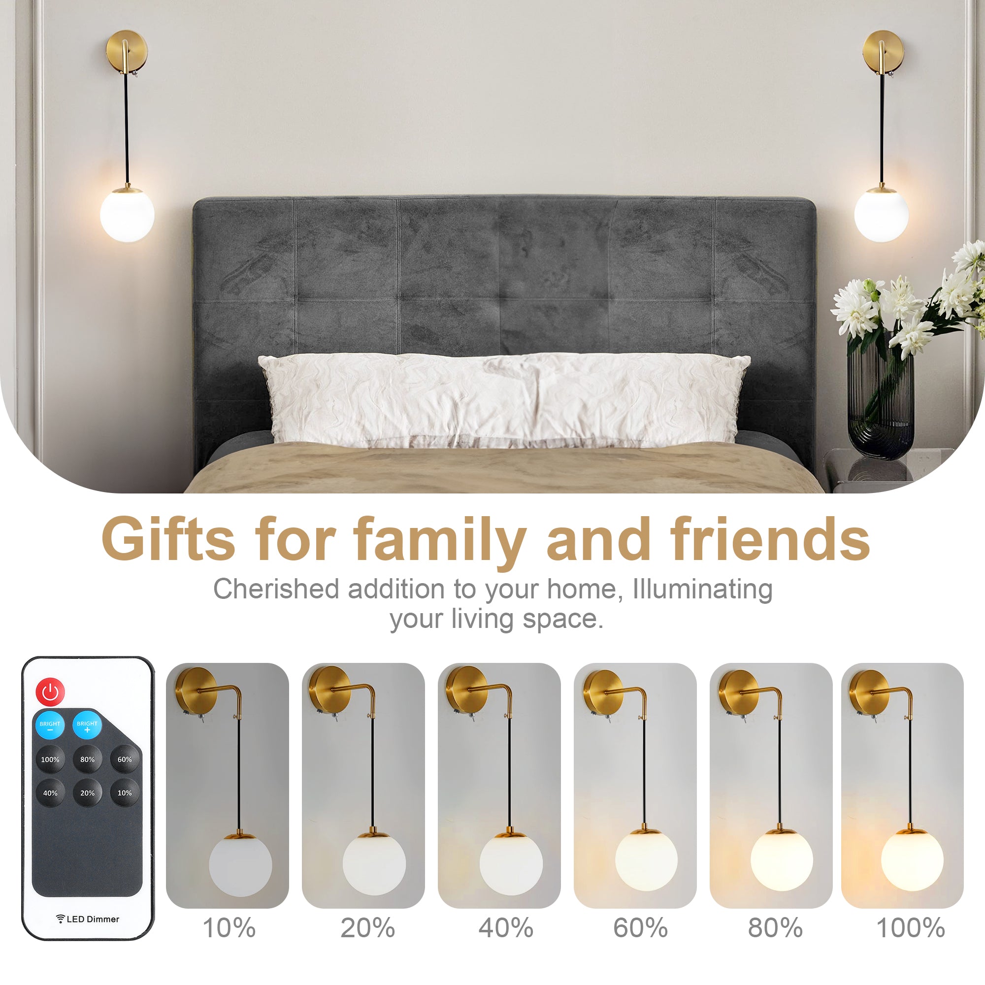 LUMIMAN Rechargeable Wall Sconces Non-Electric Needed