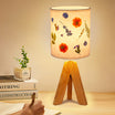 LUMIMAN Small Bedside Tripod Table Lamp, Pressed Flower Small Nightstand Lamp with Wood Base