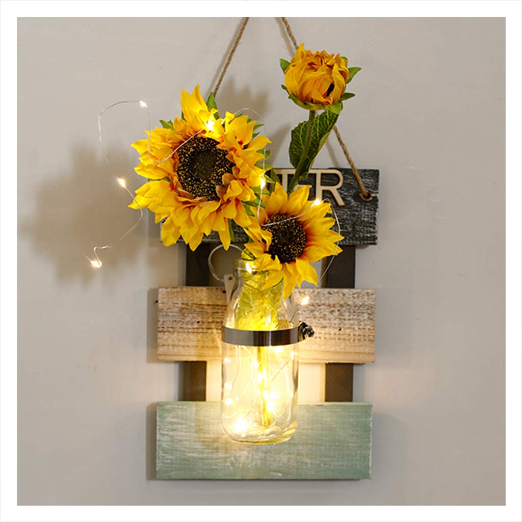 Mason Jar Lights Wall Vase, wall planters for indoor plants, Wall Sconces battery operated with string lights