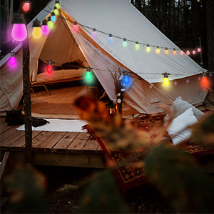 LUMIMAN Outdoor Lights for Christmas Decoration, Waterproof 48ft with 15 RGBIC LED Bulbs-LUMIMAN