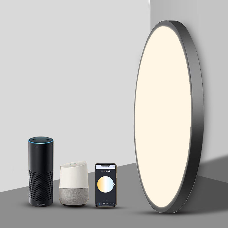 LUMIMAN Smart Surface Mounted Smart Round White Flush Mount Ceiling Light Black Color