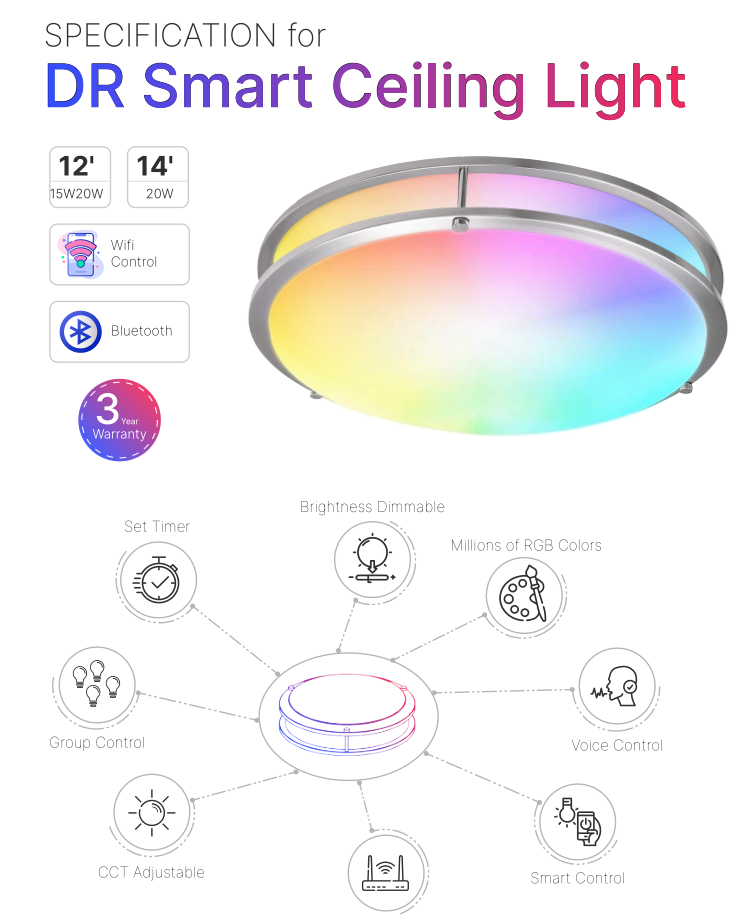 LUMIMAN Smart Semi Flush Mount RGB Ceiling Light