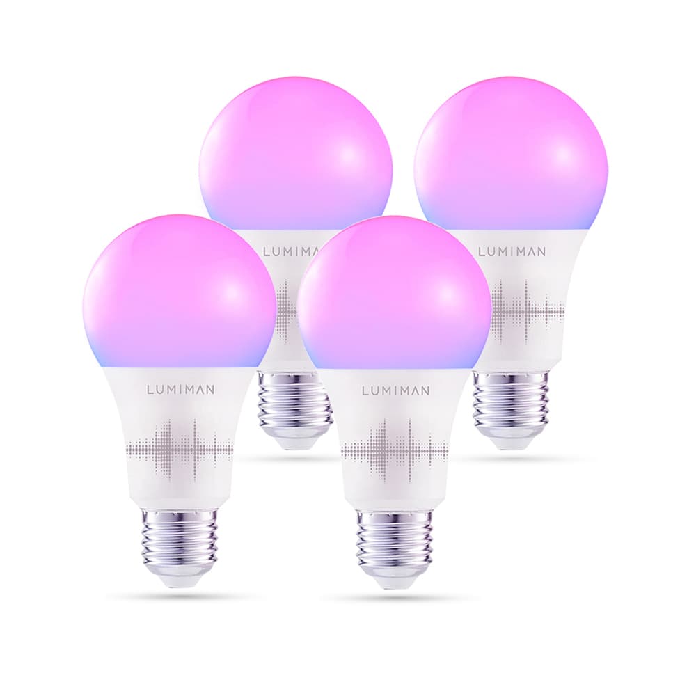 LUMIMAN PRO - UK Wifi Smart LED Light Colour Changing Bulbs Alexa Voice/App Control E27 Screw 4 Pack-LUMIMAN