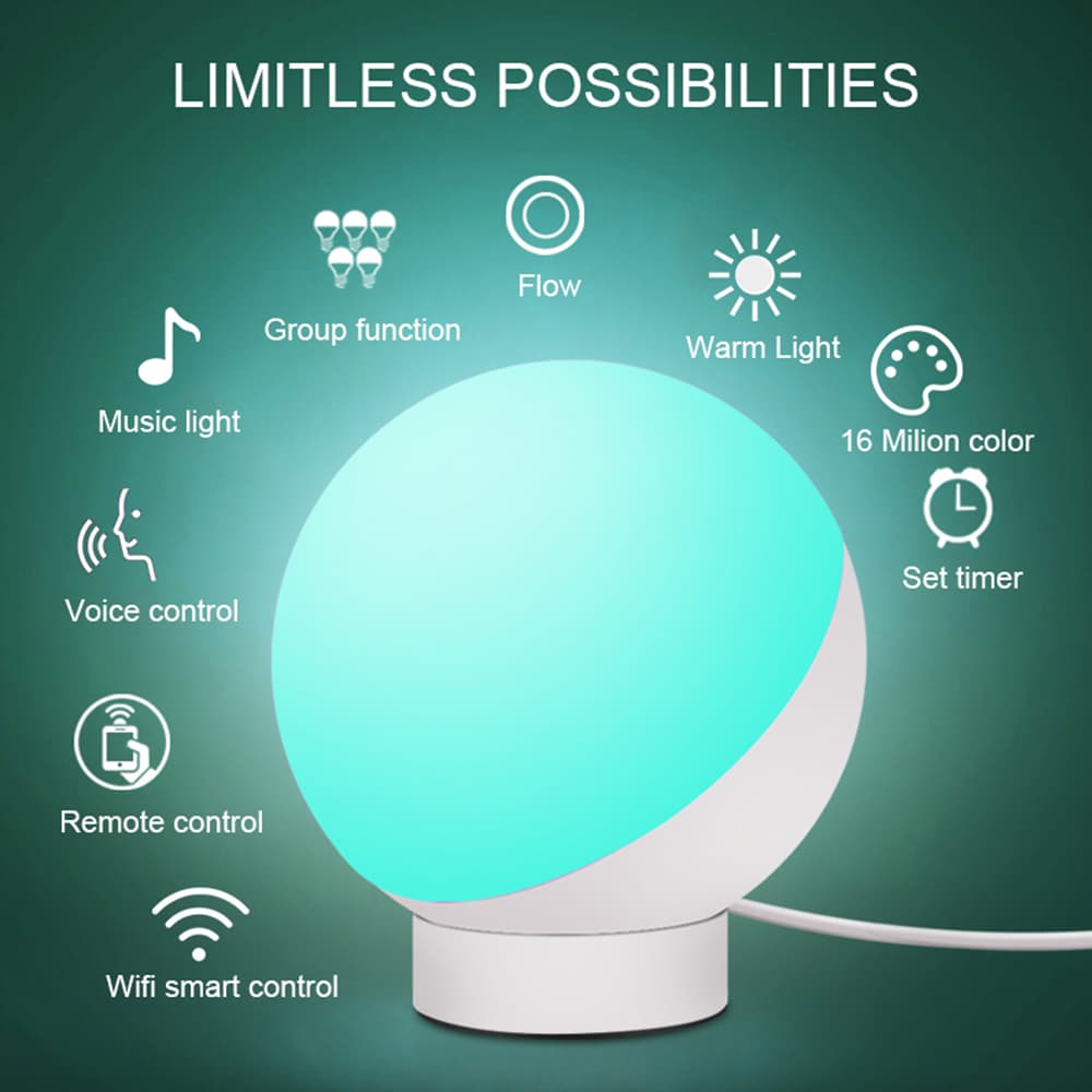 LUMIMAN Wifi Smart Round Table Lamp, WiFi Ambient Lamp App Control-LUMIMAN