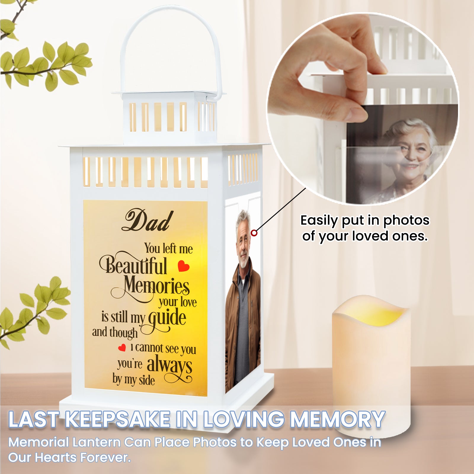 You left me beautiful memories, Sympathy Gift, Memory Lantern for loss of Dad