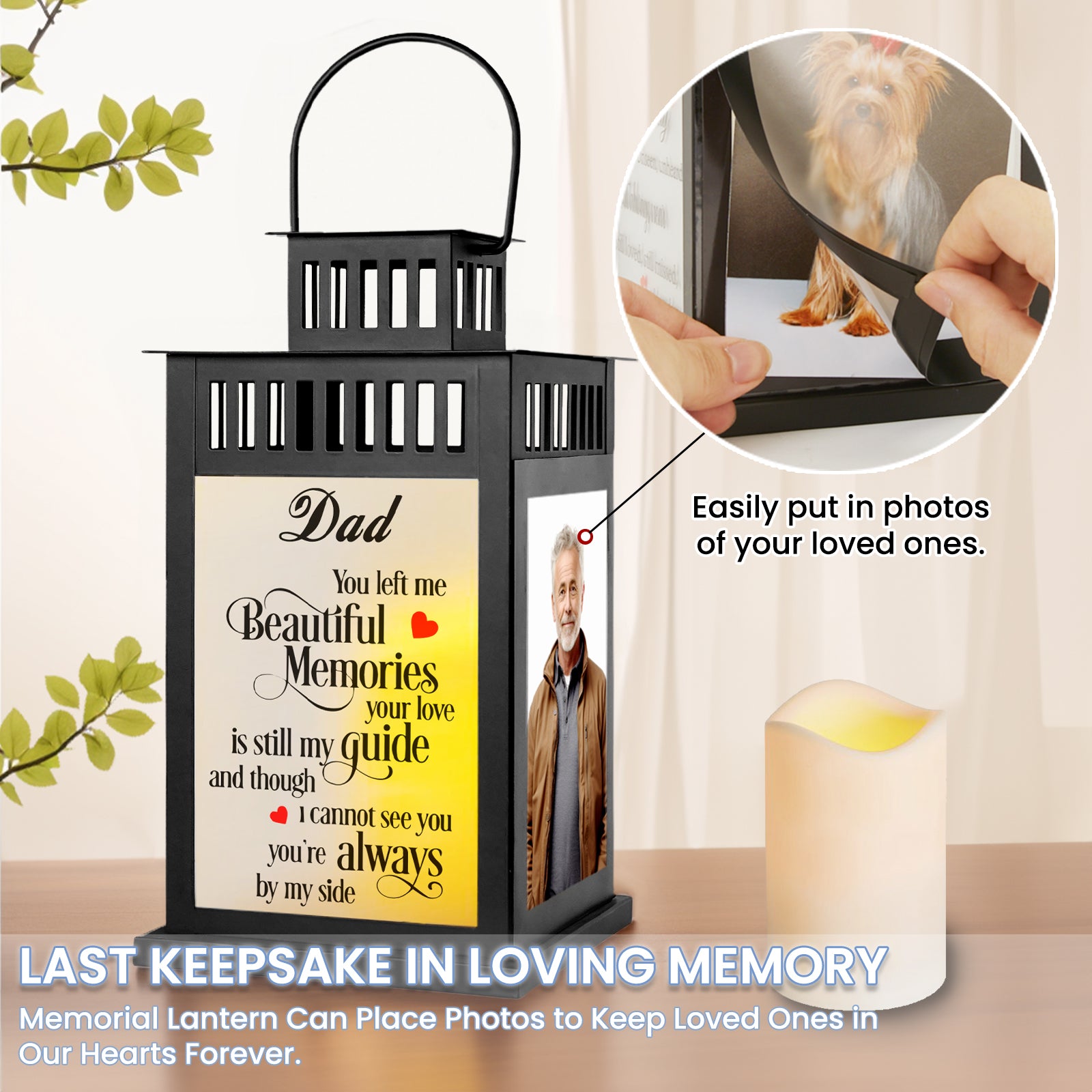 You left me beautiful memories, Sympathy Gift, Memory Lantern for loss of Dad