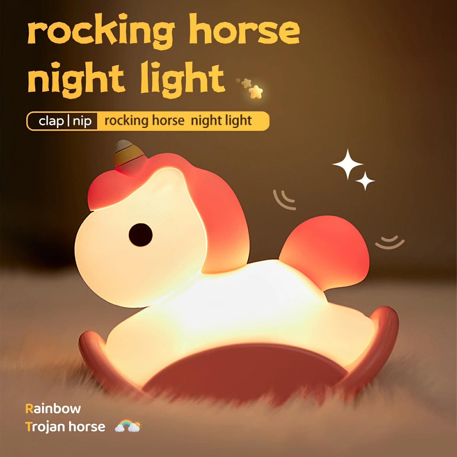 Cute Night Lights for Kids Bedroom Battery Portable Silicone Unicorns