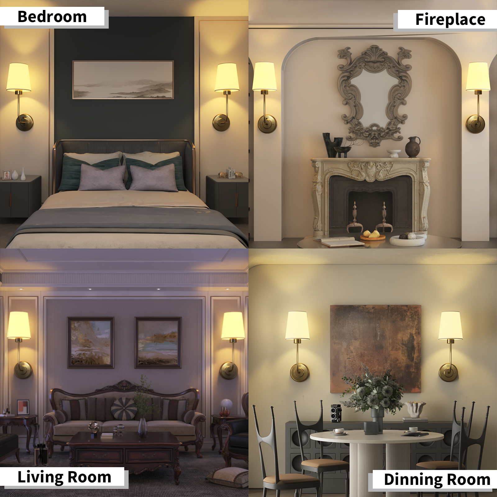 LUMIMAN Wall Sconces Set of Two, Brass Vintage Industrial Wall Sconce Light Fixture for Dining Room