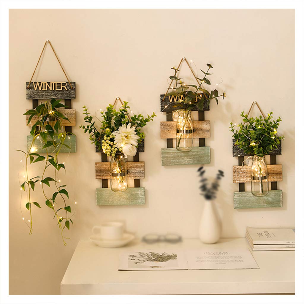Mason Jar Lights Wall Vase, wall planters for indoor plants, Wall Sconces battery operated with string lights