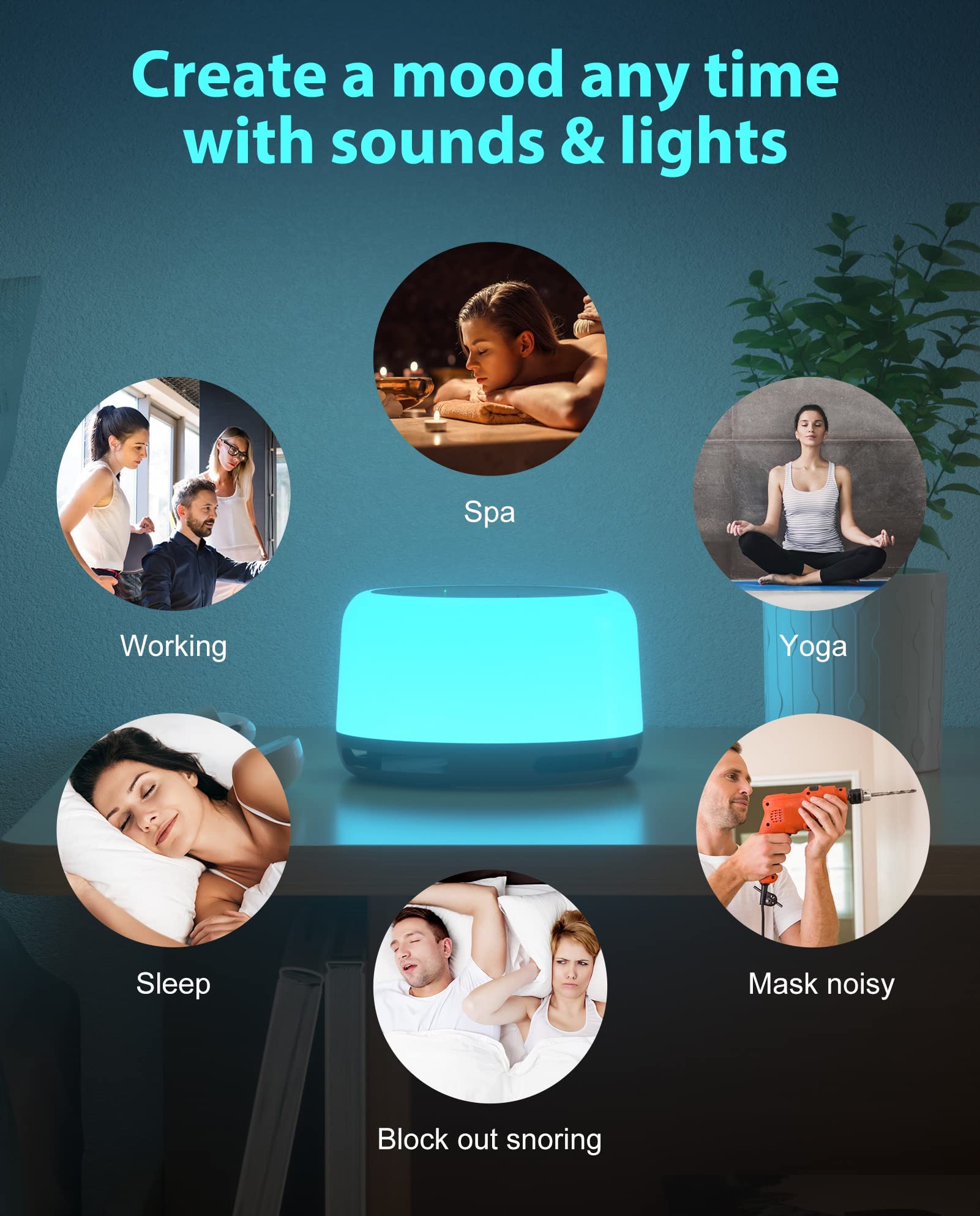 White Noise Sound Machine Sleep Therapy Plays 7 soothing sounds+ Timers