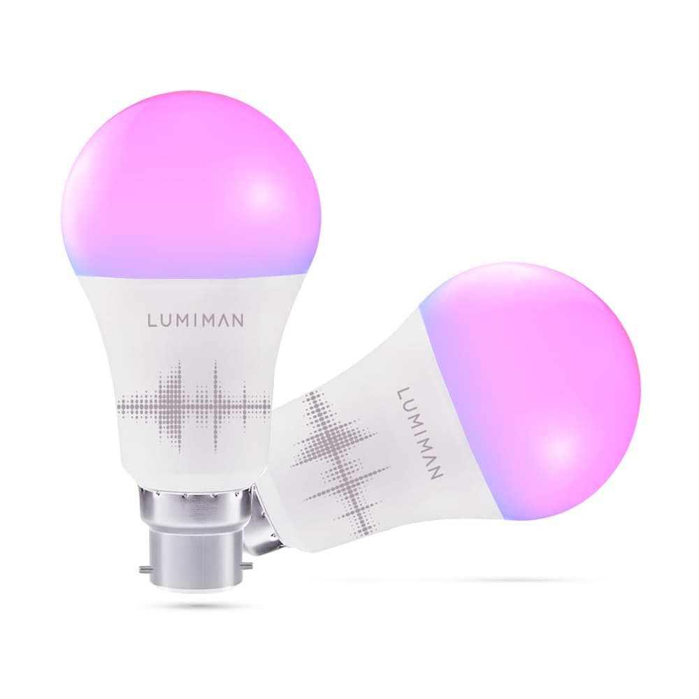 LUMIMAN PRO - UK Wifi Smart LED Light Colour Changing Bulbs Alexa Voice/App Control B22 Bayonet 2 Pack-LUMIMAN