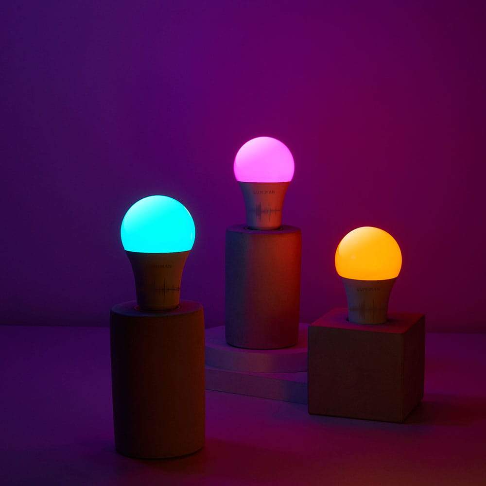 Lumiman - Bombilla WiFi inteligente con luz LED RGB que cambia de color, no  requiere concentrador, funciona con  Alexa y Google Assistant, A19
