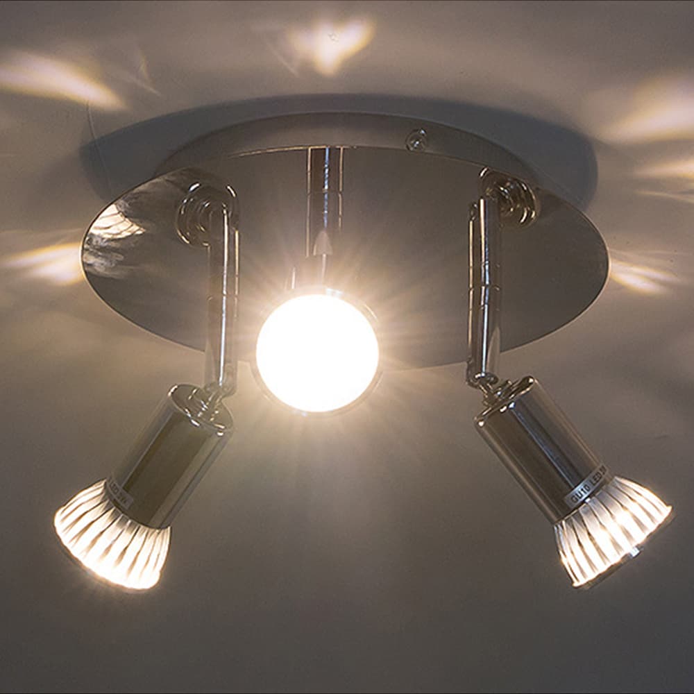 LUMIMAN Round 3-Light Track Lighting Fixtures, 3 Way Ceiling Spotlight (Including 3x4w GU10 LED Light Bulbs)-LUMIMAN
